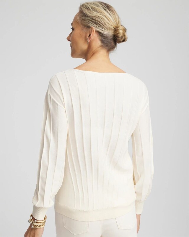 Pleated Long Sleeve Sweater - image 3